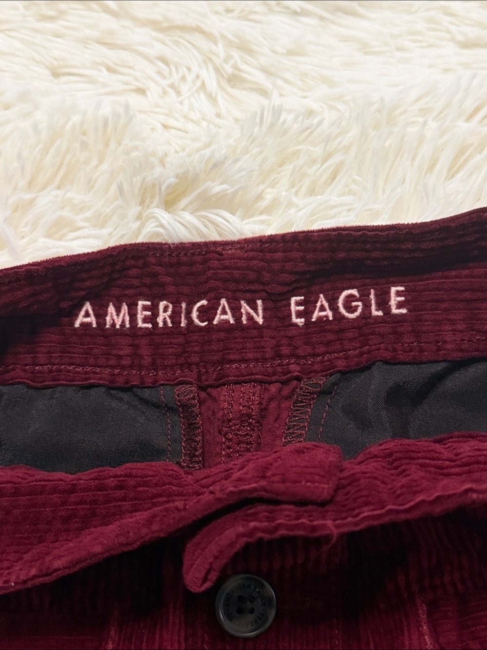 American Eagle Outfitters Burgundy Corduroy Button-Front Mini Skirt - Picture 3 of 5